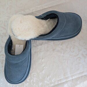NEW Mens Supple Sueded Leather / Sheepskin lining Nuknuuk Denim Blue Slippers